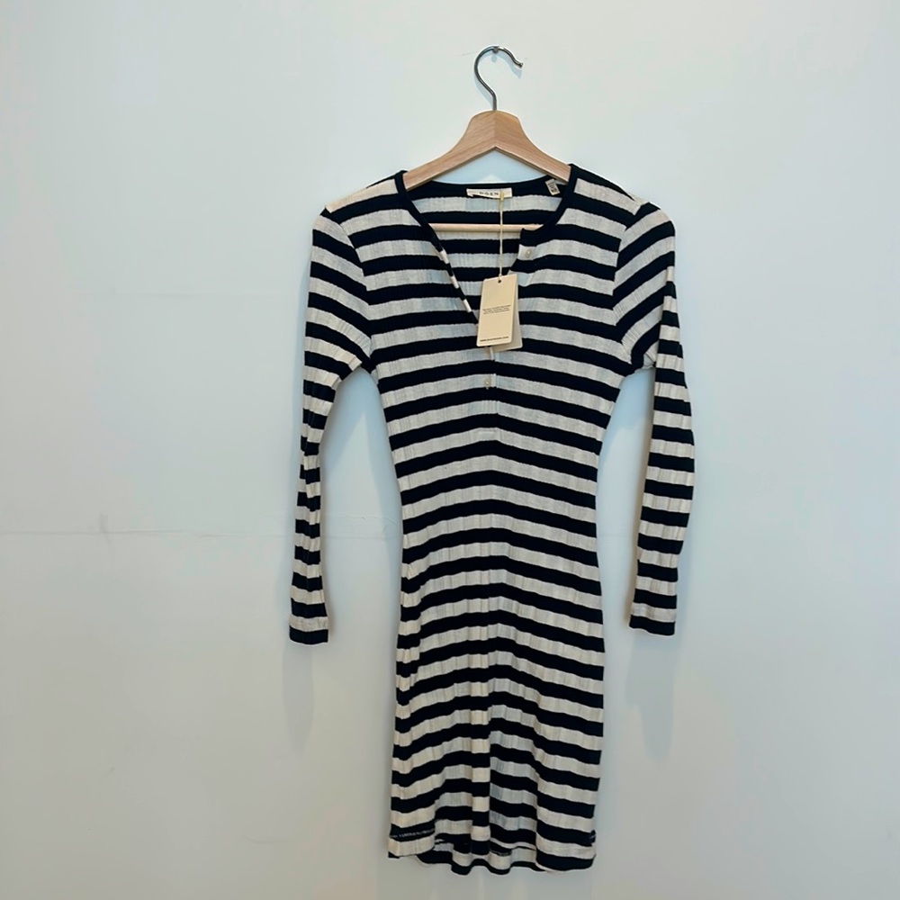 Doen Navy + Cream Striped Dress